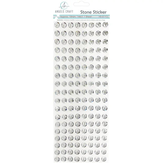 Stickers - Sparkle Round Gem Stickers - 10mm Sheet - Clear