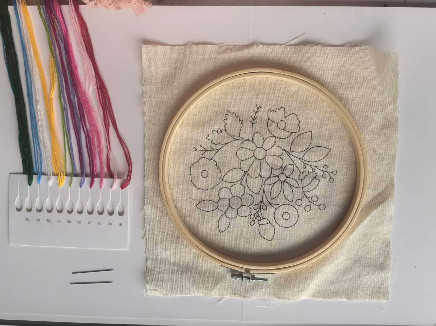 Stamped Embroidery Kit - Camellia Symphony