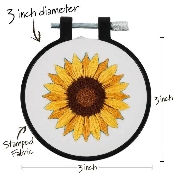 Cross Stitch - Bucilla Stamped Embroidery Kit - Golden Sunflower 3"