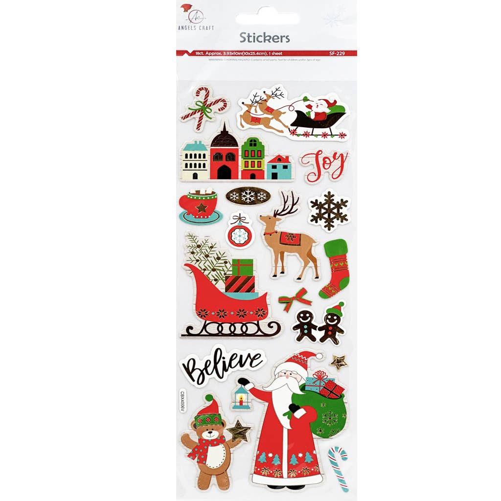 Stickers - Christmas Chipboard Sticker with foil, 1 sheet