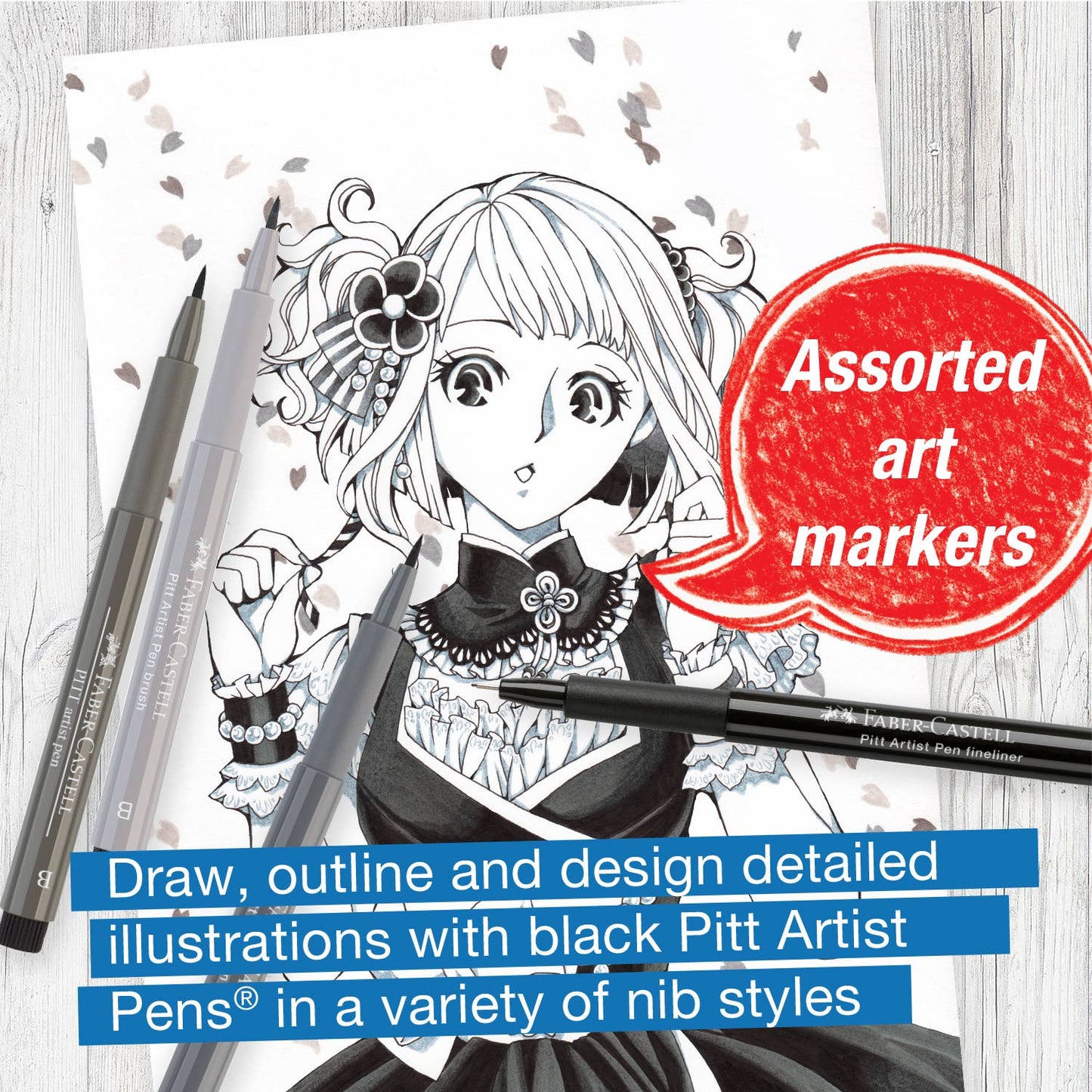 Pen - Pitt Artist Pen, Manga Basic Set - Wallet of 8