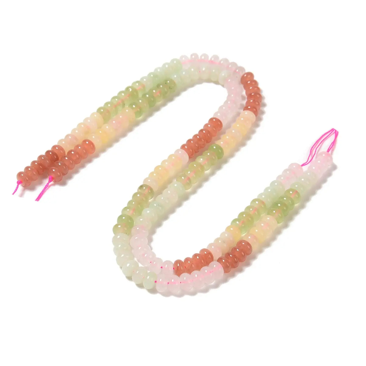 Beads - 07-Multi-color Dyed Jade Smooth Rondelle Beads Size 5x8mm 15.3'' Strand