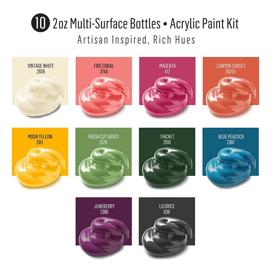 Paint - Acrylic - Multi-Surface Satin  Artisan Paint Set 10-Piece