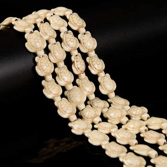 Beads - 15x18mm - White Howlite Turquoise Turtle Beads 15.5" Strand