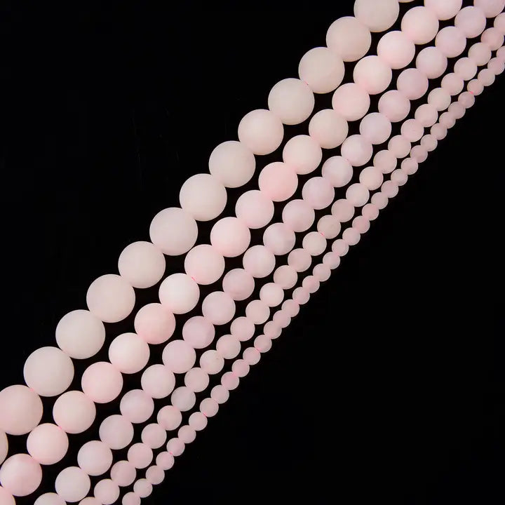 Beads - Rose Quartz Matte Round Beads 8mm 15.5" Strand