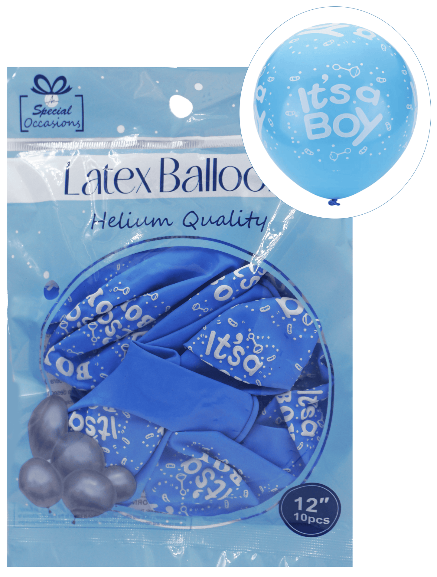 Balloons –"It's a Boy" Blue Latex Party 12in 10ct