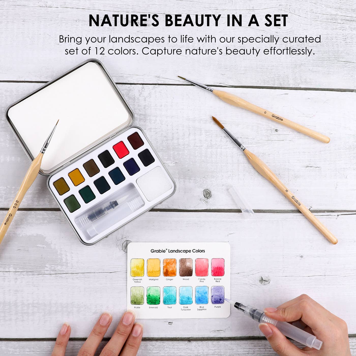 Watercolor - Watercolor Pocket Set Of 12 With Brush - Landscape Colors