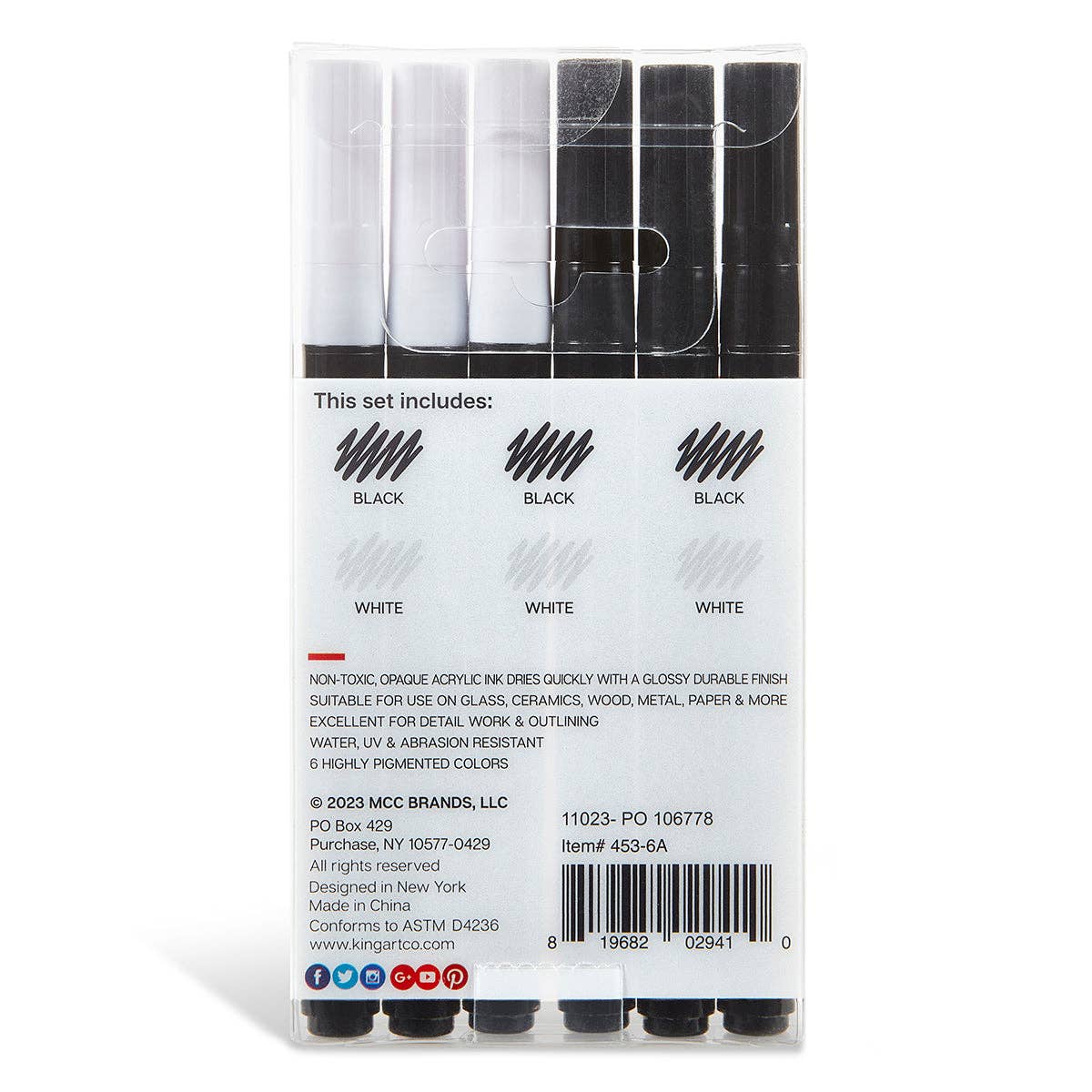 Paint Pens - Acrylic Extra Fine - Black & White 6 pc