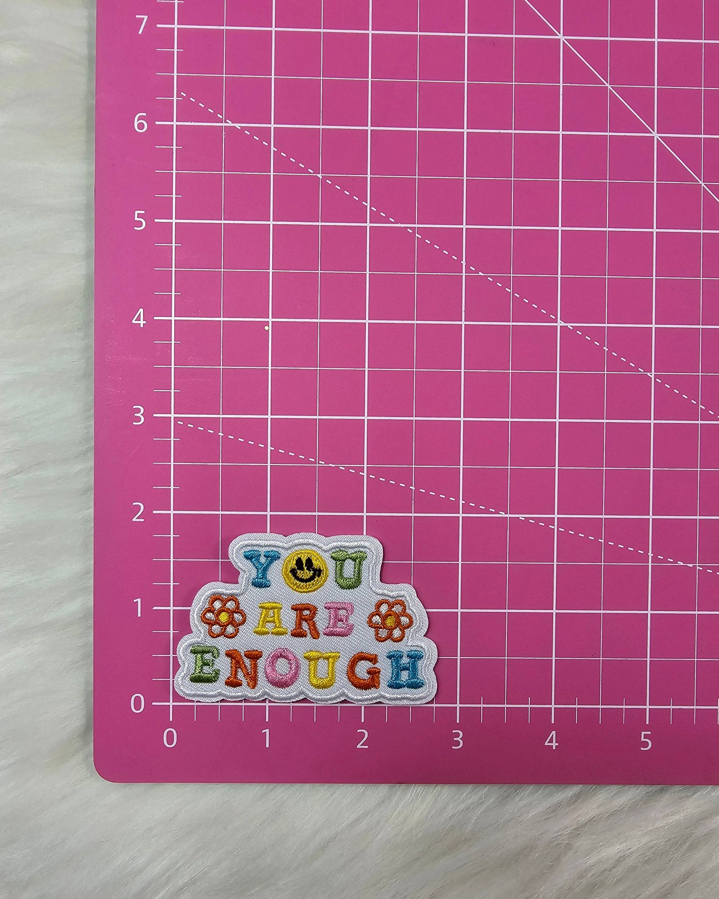 Patch - 'You Are Enough' Floral Woven Embroidery Iron On Patch