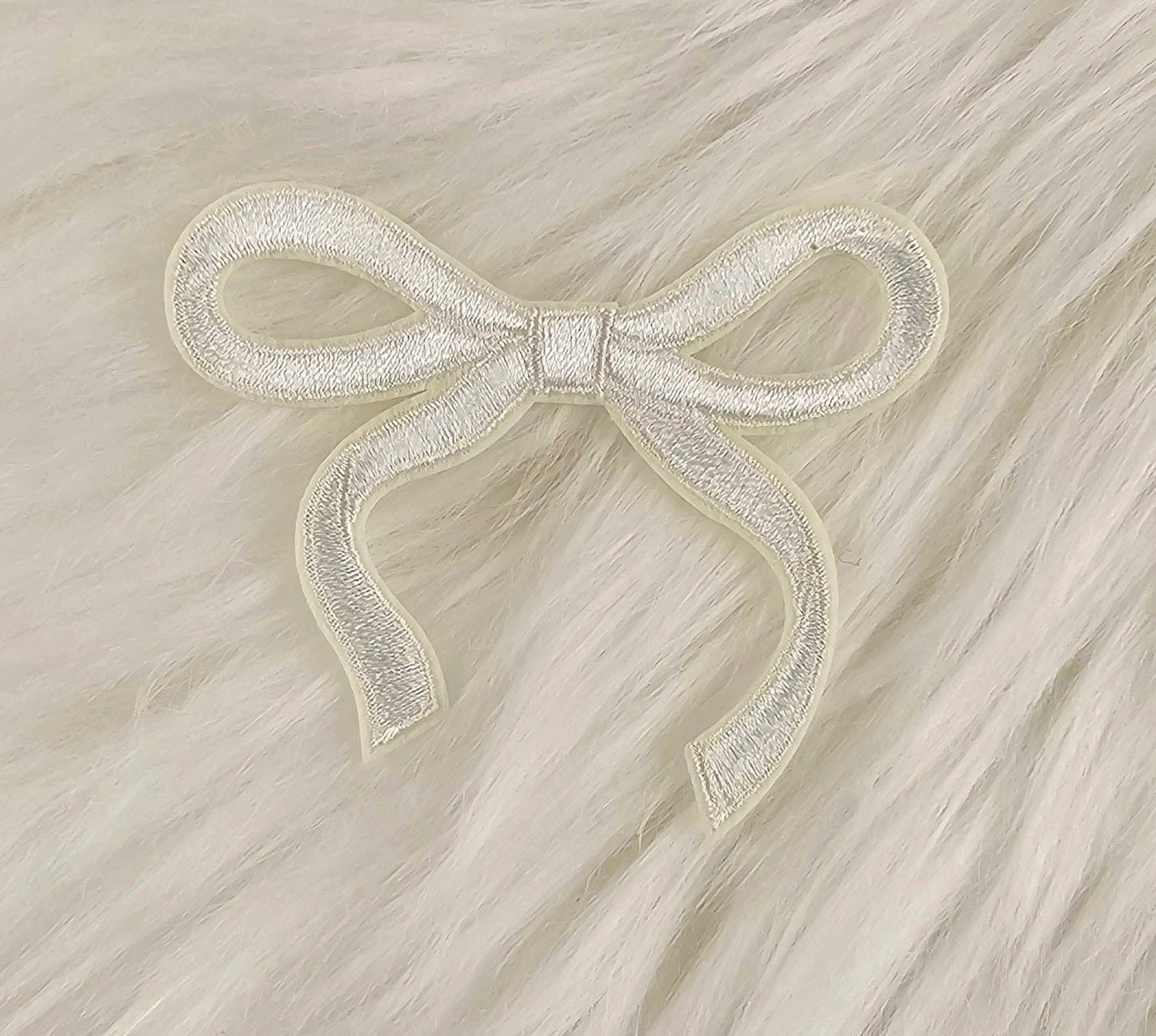 Patch - Coquette Bow Embroidery Iron On Patch: White