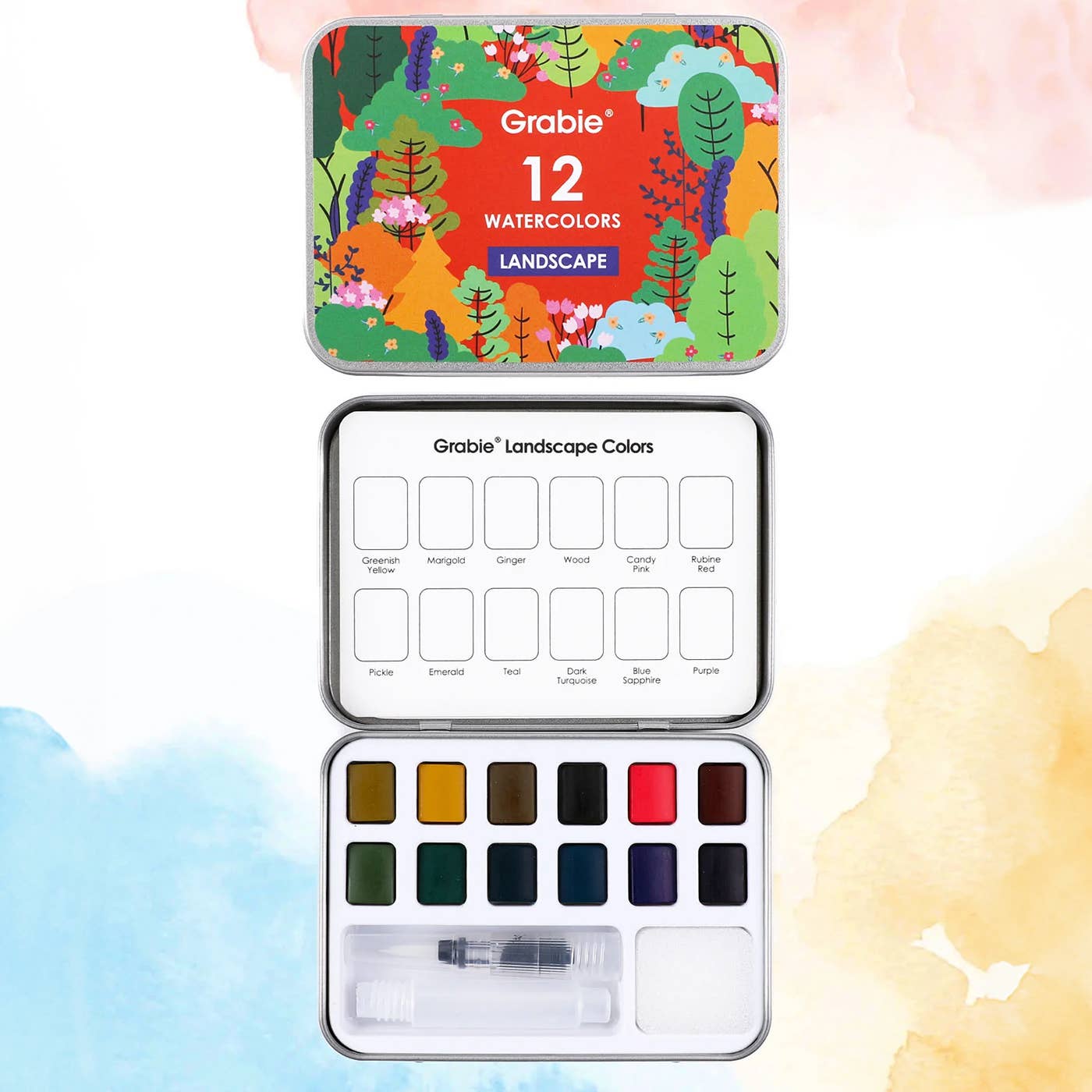 Watercolor - Watercolor Pocket Set Of 12 With Brush - Landscape Colors