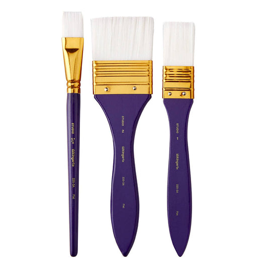 Paint Brush - Studio Mixed Media White Nylon Brush Set - 3 pc