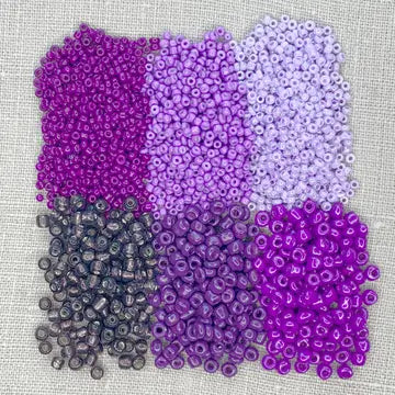 Beads - Jewelry - Mixed Seed Bead Assortment, Purple 60gm
