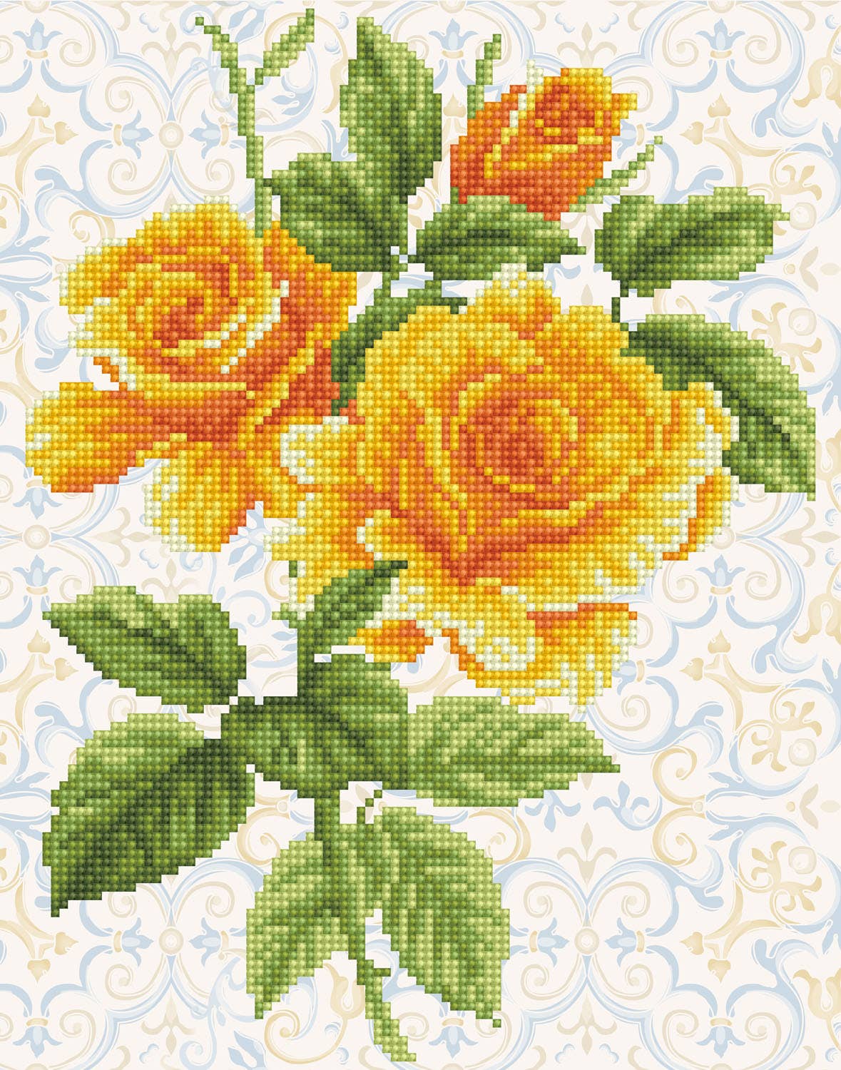 Diamond Dotz - Yellow Rose Bouquet (Framed)