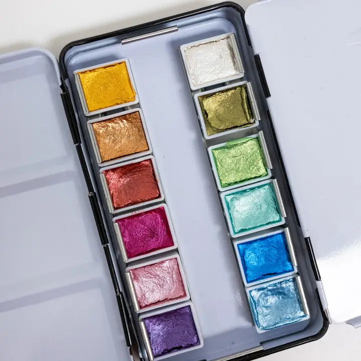 Paint - 12 Color Travel Metallic Watercolor Paint Palette