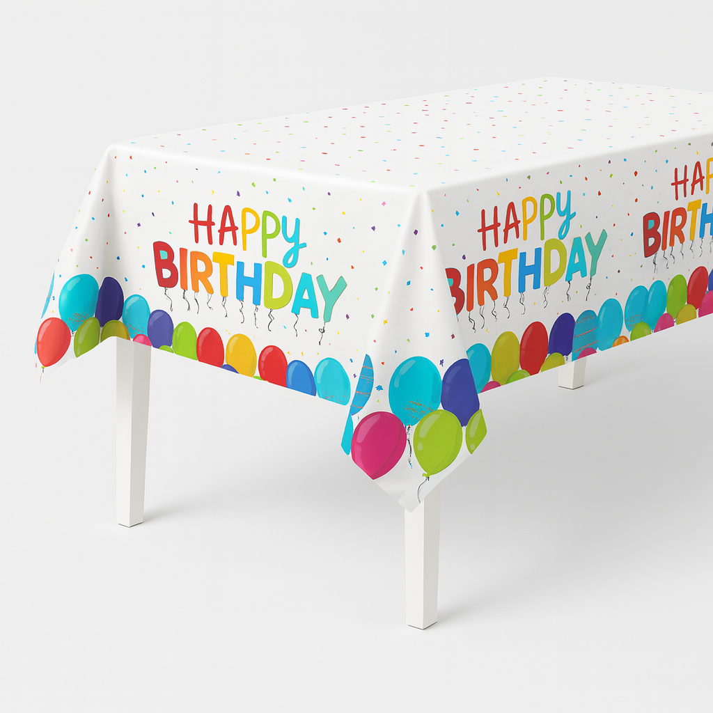 Table Cover - Rectangle Happy Birthday  54x108in (137x274cm)