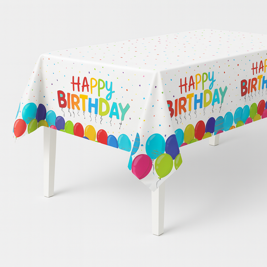 Table Cover - Rectangle Happy Birthday  54x108in (137x274cm)