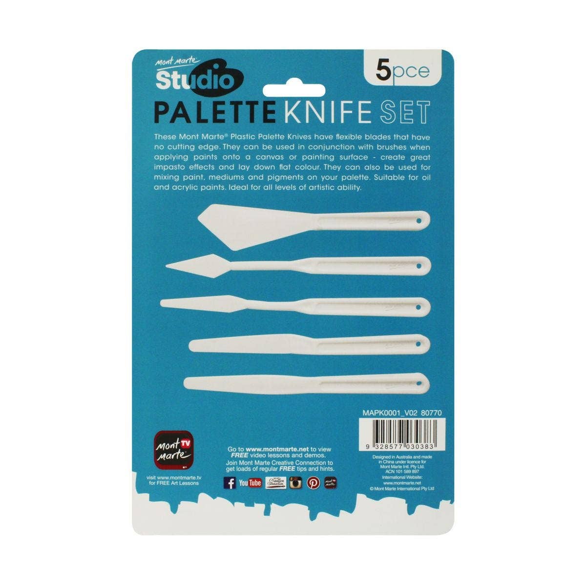 Palette Knife - Studio  Set 5pce - Plastic