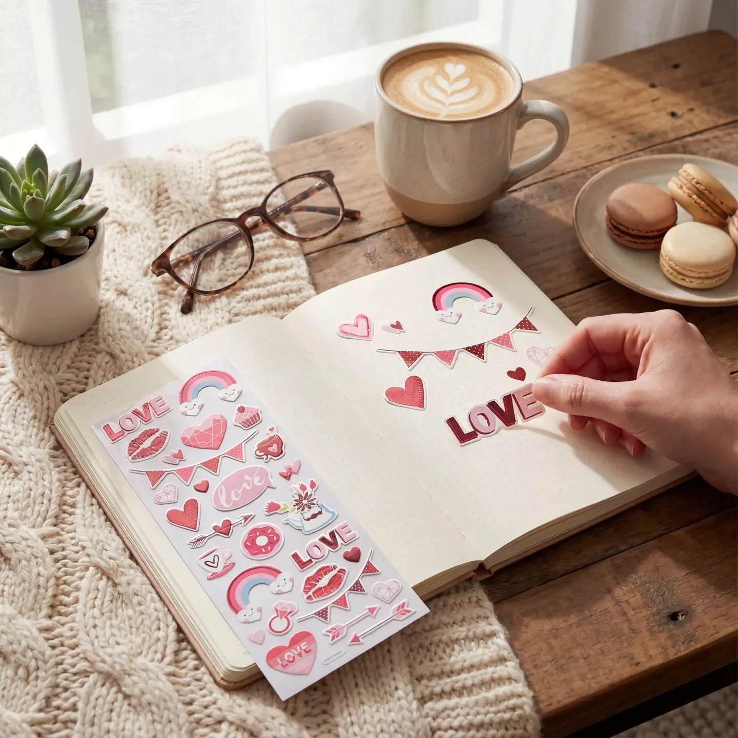 Stickers - Valentine Stickers – Love Hearts & Rainbow Icons – 28 Pcs