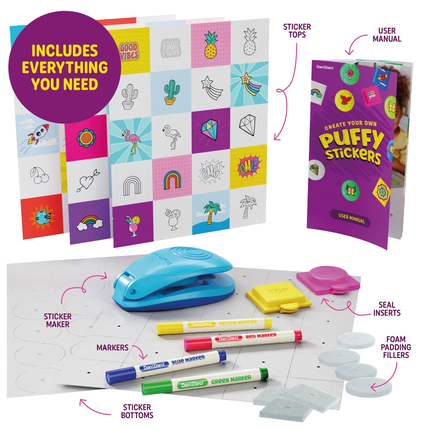 Crafting Kits - Puffy Sticker Maker Kit for Kids - Make Your Own 3D Stickers