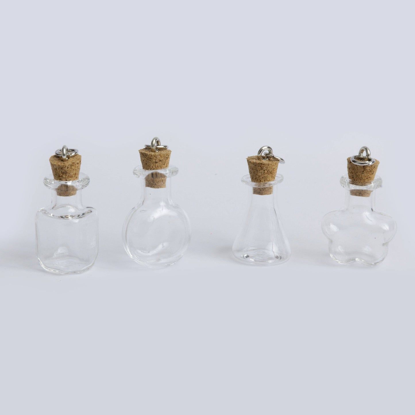 Jewelry - Mini Glass Potion Bottle Charms with Cork Set of 4 Clear Message in a Bottle for DIY Jewelry & Crafts