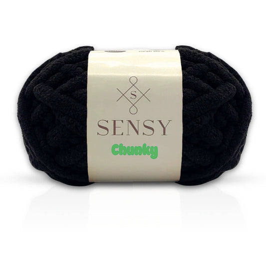 Yarn - Sensy Chunky Yarn, Blanket Yarn, 7 oz, 28 Yards, Gauge 7 Jumbo: Black