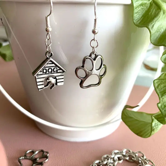 Jewelry - Silver Dog Paws and Houses 8pc Charm Set