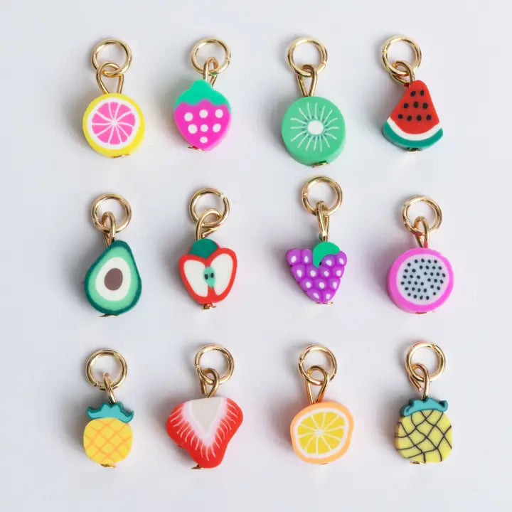 Jewelry - Fresh Picked Fruit Charm Set Polymer Fruit Slice Charms Set of 12