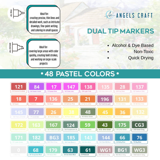 Marker - Pastel Dual Tip Markers set, 48 Colors