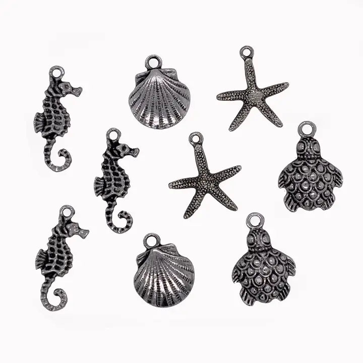 Jewelry - Antique Silver Sea Life 9pc Charm Set