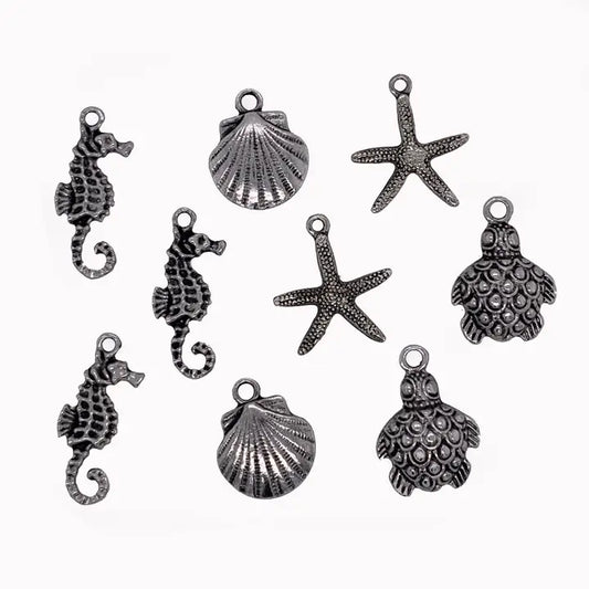 Jewelry - Antique Silver Sea Life 9pc Charm Set