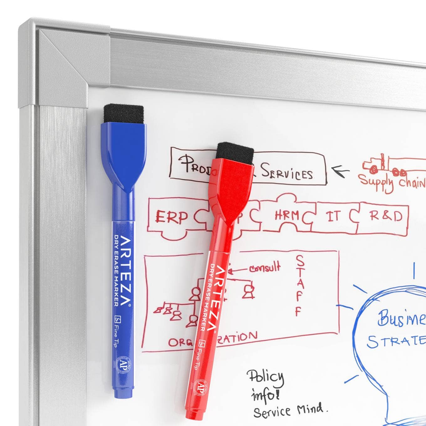 Markers - Arteza® Magnetic Cap Dry Erase Markers Set, Fine Tip - 24 pc