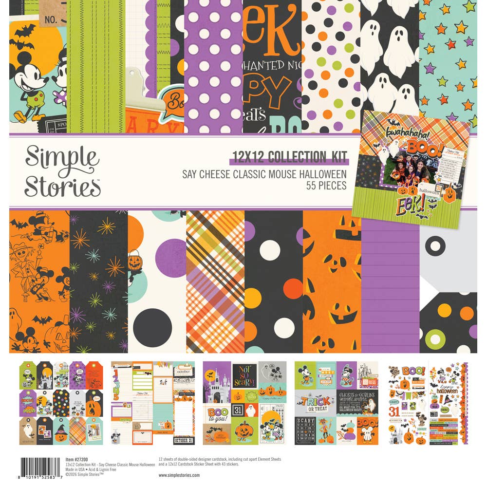 Scrapbook Paper - Say Cheese Classic Mouse Halloween - Collection Kit
