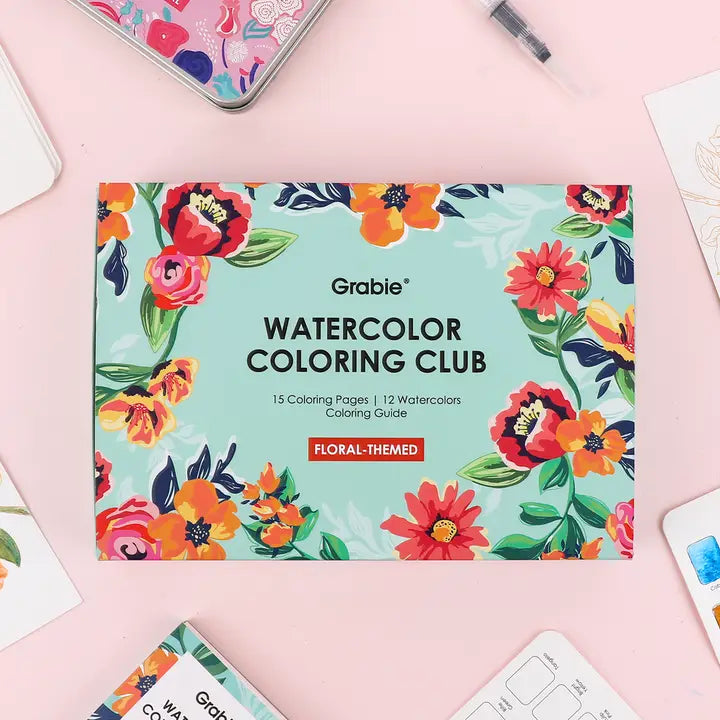 Watercolor - Floral-Themed Watercolor Coloring Club Box
