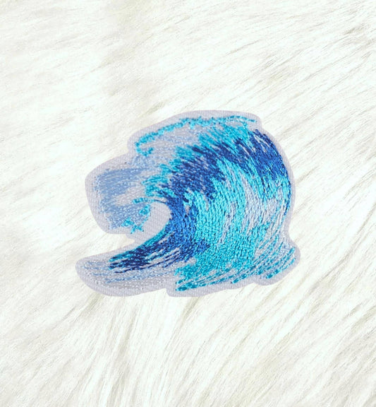Patch - Blue Wave Coastal Water Embroidery Iron On Patch