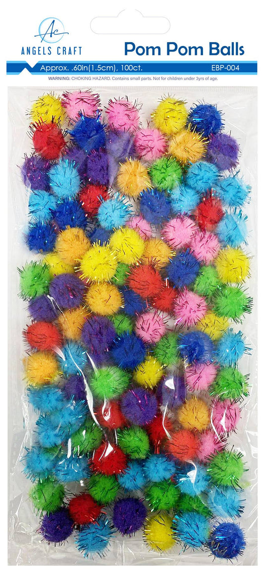Pom-Poms – 0.59" 100ct Glitter