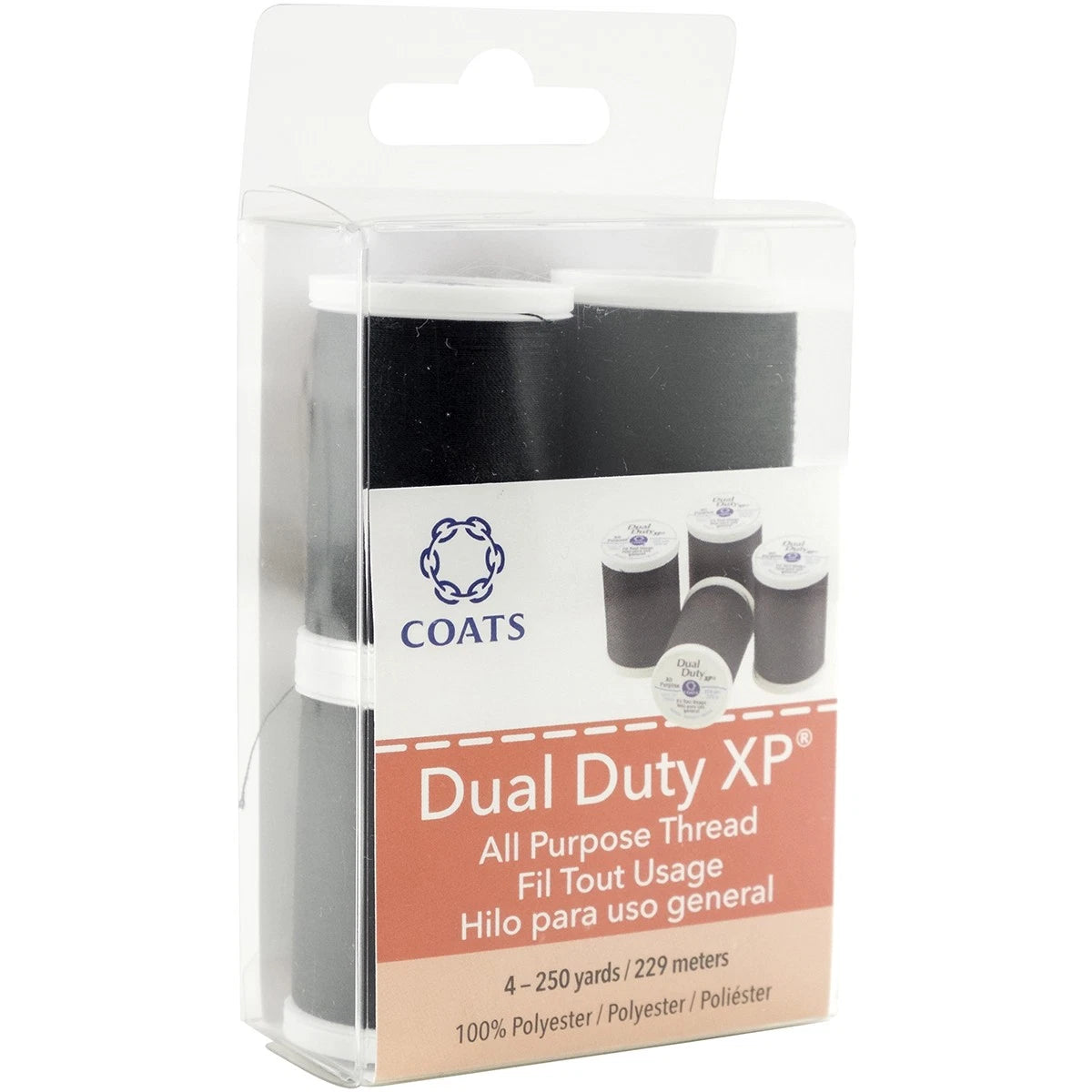 Thread - Coats Dual Duty XP All Purpose Thread 250yd Spools 4/pk Black
