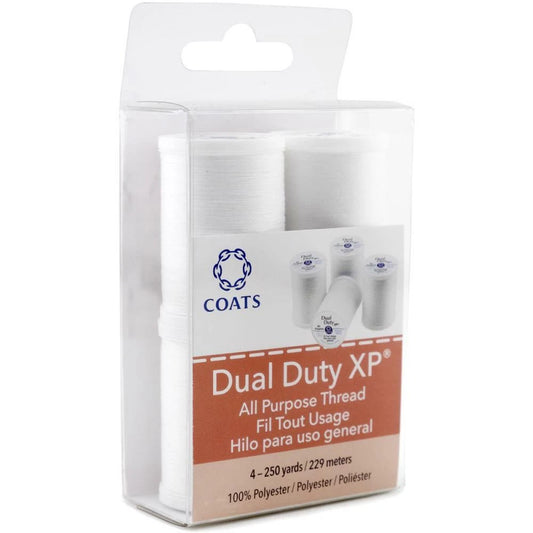 Thread - Coats Dual Duty XP All Purpose Thread 250yd Spools 4/pk White