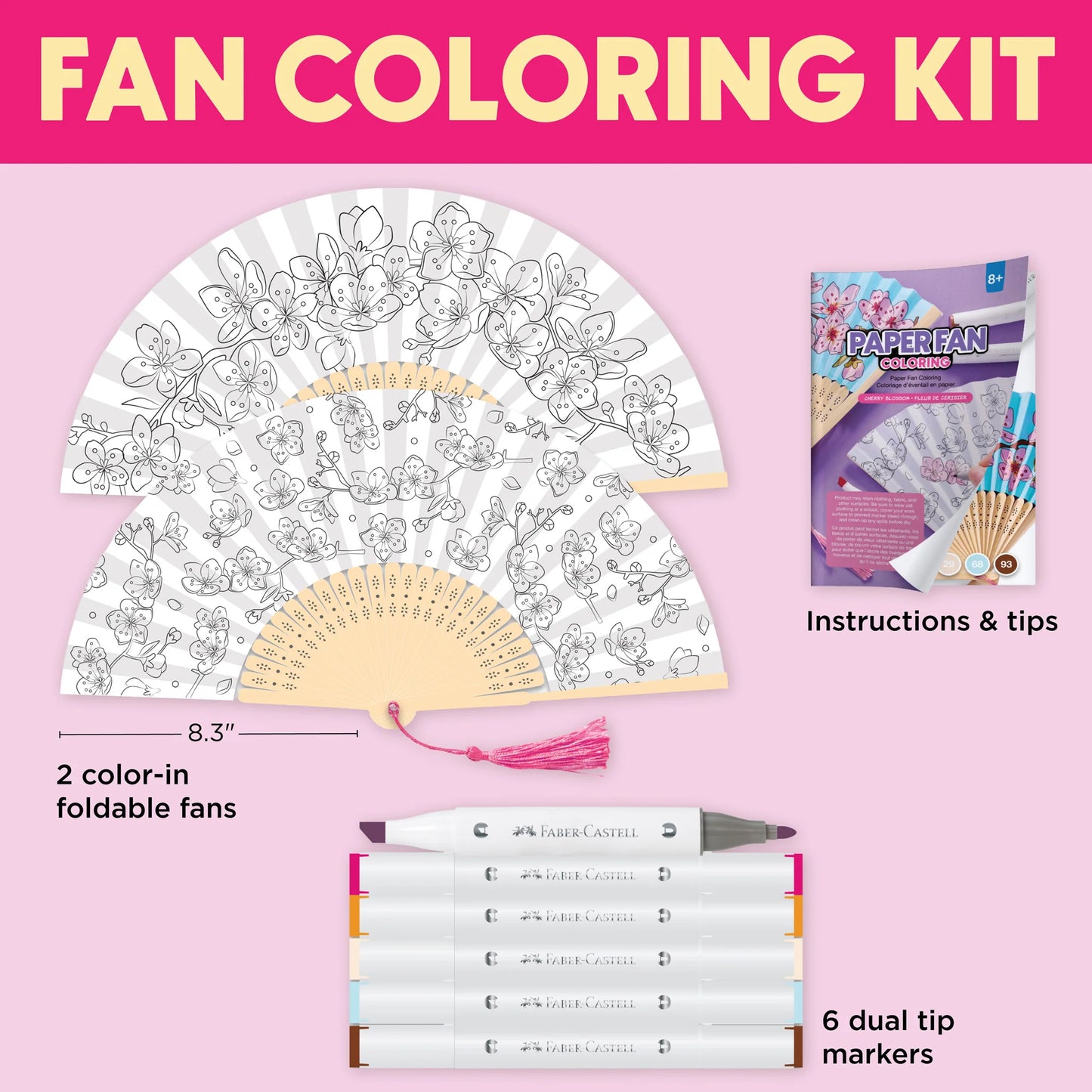 Craft Kit - Paper Fan Coloring - Cherry Blossom